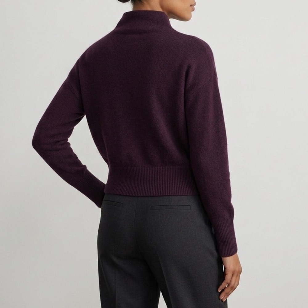 The Reset R Label Wool Cashmere Mock Neck Sweater Sz XS Plum Soft Cozy Fall